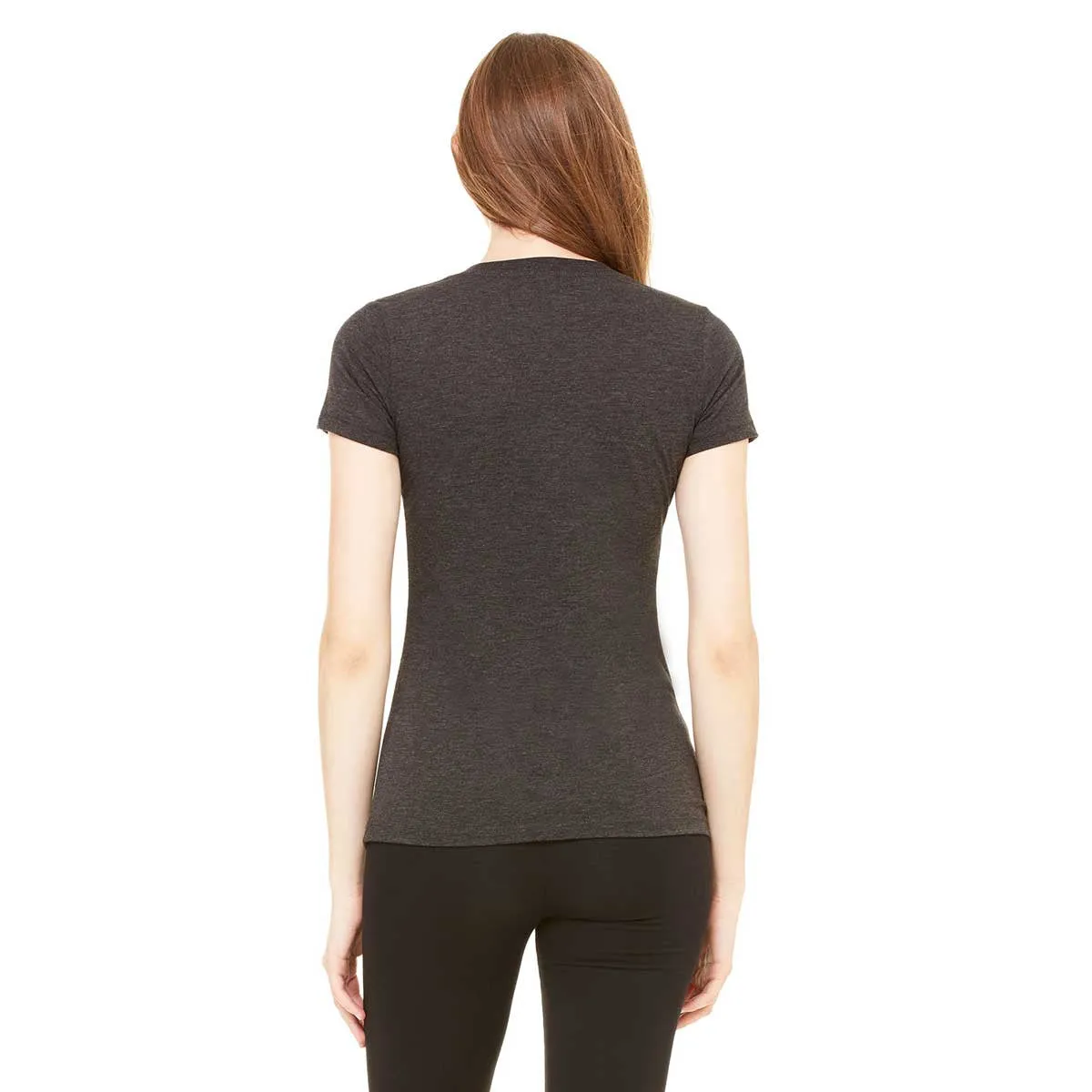 Bella   Canvas Women's Charcoal-Black Triblend Short-Sleeve Deep V-Neck T-Shirt