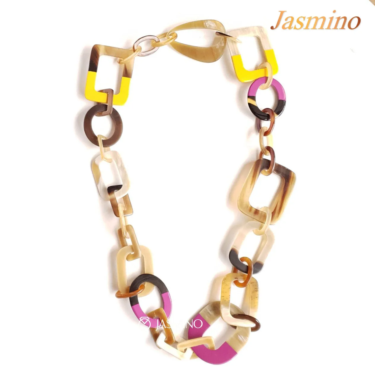 Colorful and Trendy Necklace J17634, Made by Buffalo Horn and Lacquer