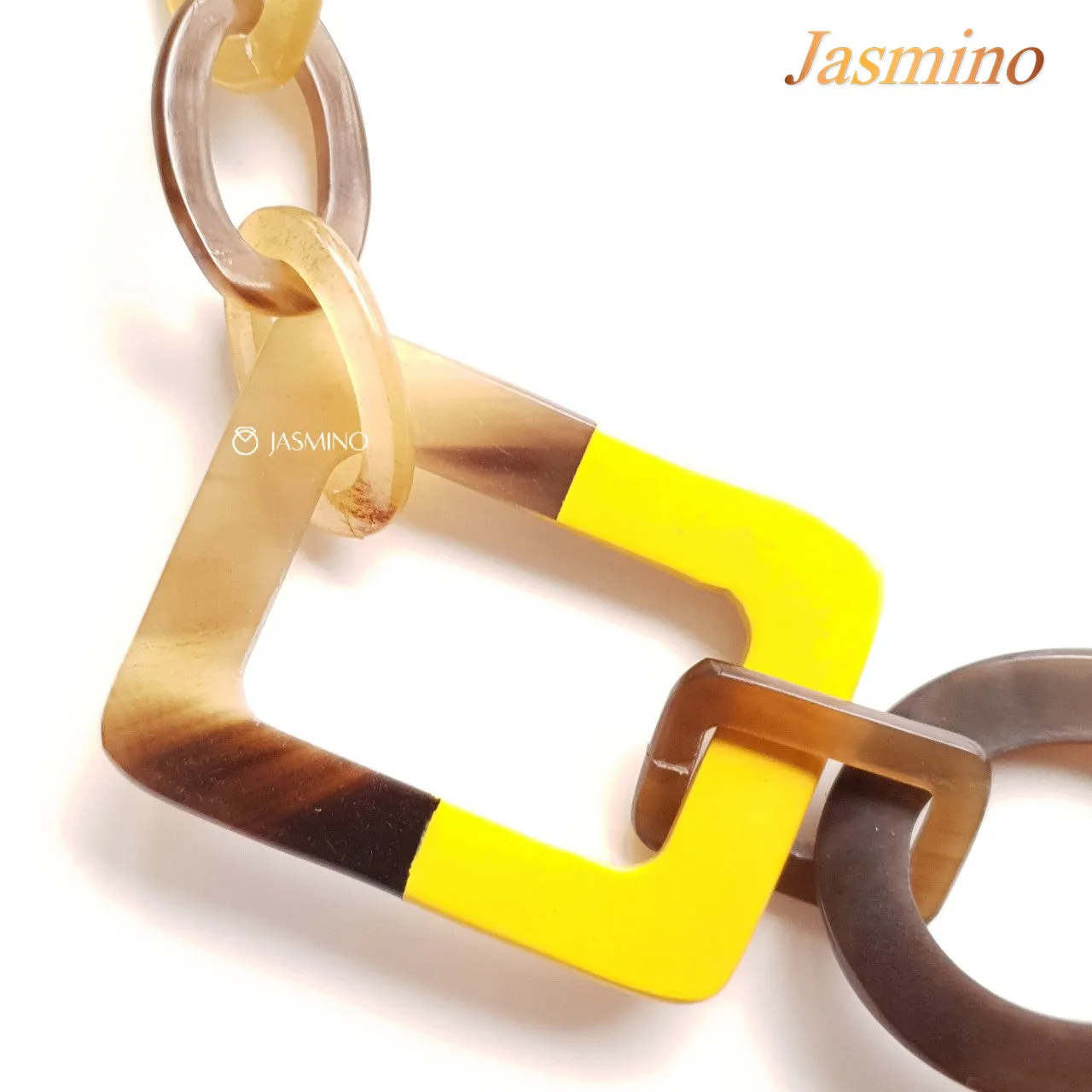 Colorful and Trendy Necklace J17634, Made by Buffalo Horn and Lacquer