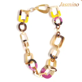 Colorful and Trendy Necklace J17634, Made by Buffalo Horn and Lacquer