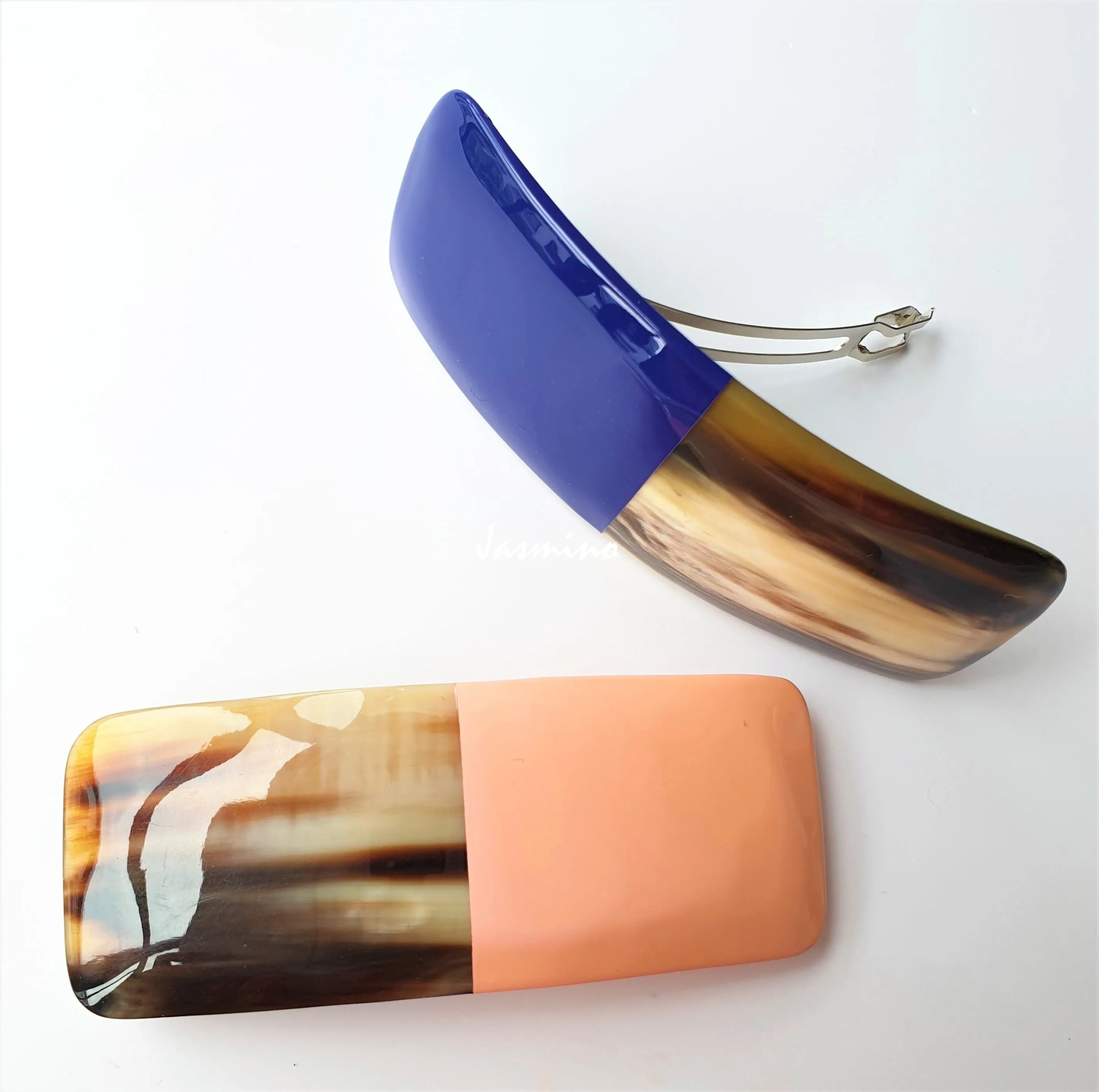 Handmade Horn Hair Clips J18013, Made by Natural Buffalo Horn & Lacquer