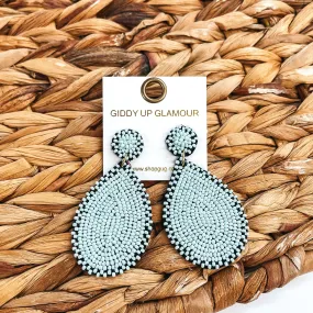 Seed Bead Teardrop Earrings In Mint
