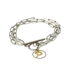 Waterproof "Imperméable” Triple Chain Bracelet - Cursive Print Initial